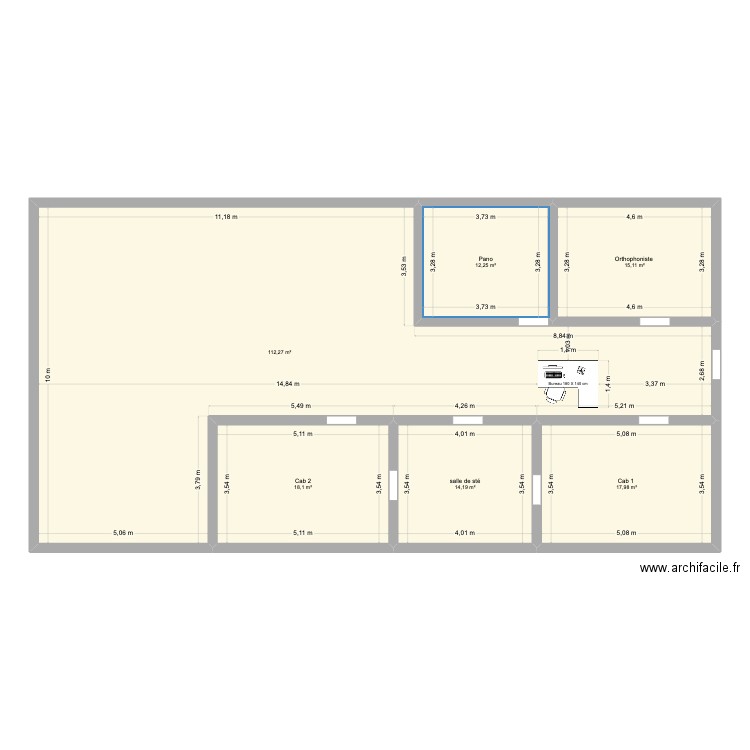 projet cab. Plan de 6 pièces et 190 m2