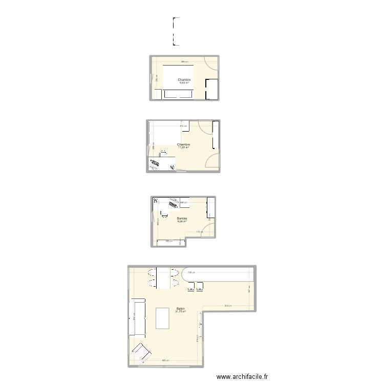 House of CLV. Plan de 4 pièces et 62 m2