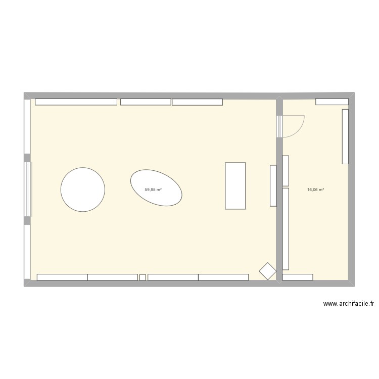 adopt. Plan de 2 pièces et 76 m2