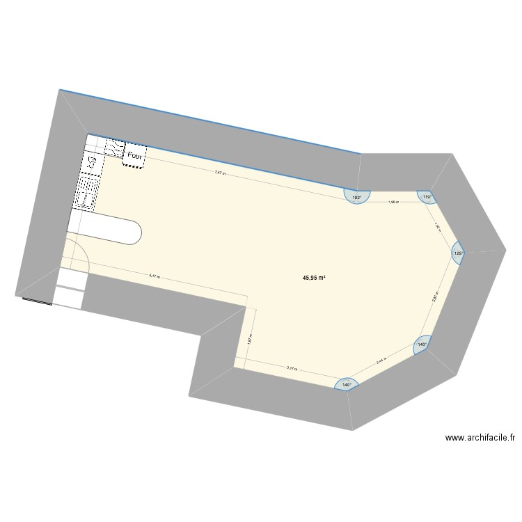 maison 1. Plan de 1 pièce et 46 m2