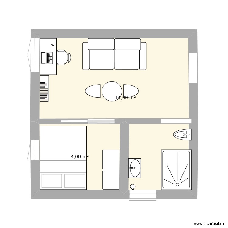 PLANMOHA. Plan de 2 pièces et 19 m2