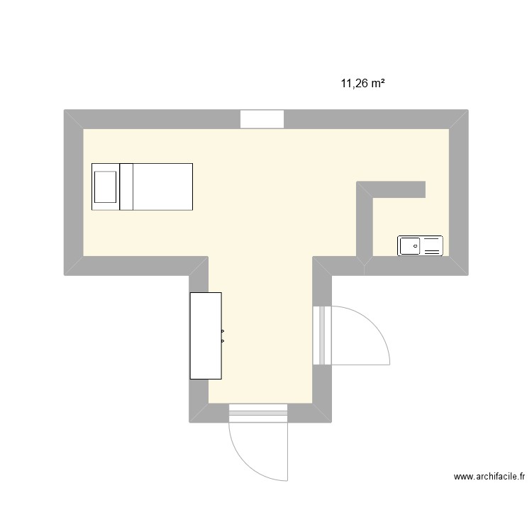 ckr ecole. Plan de 1 pièce et 11 m2