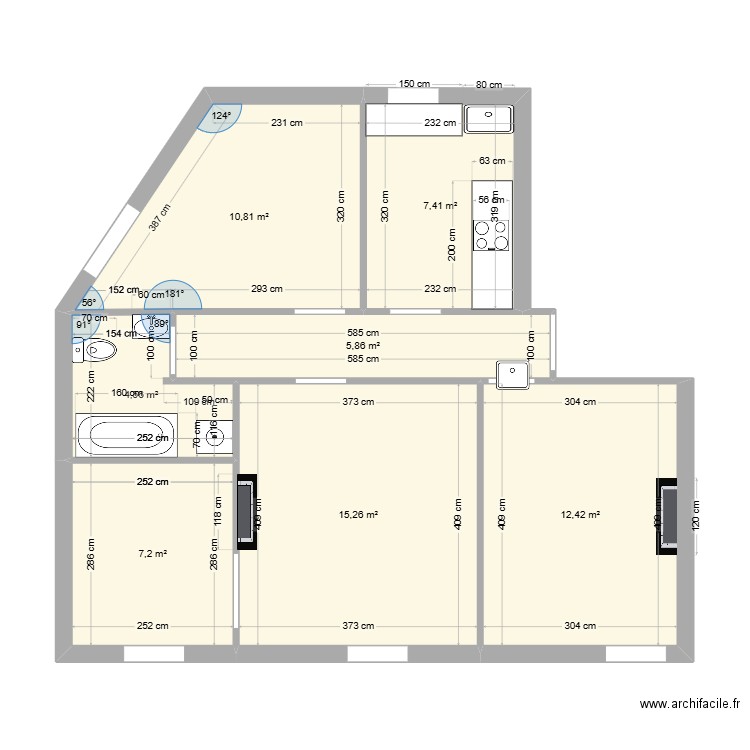 sophie base 2. Plan de 7 pièces et 64 m2