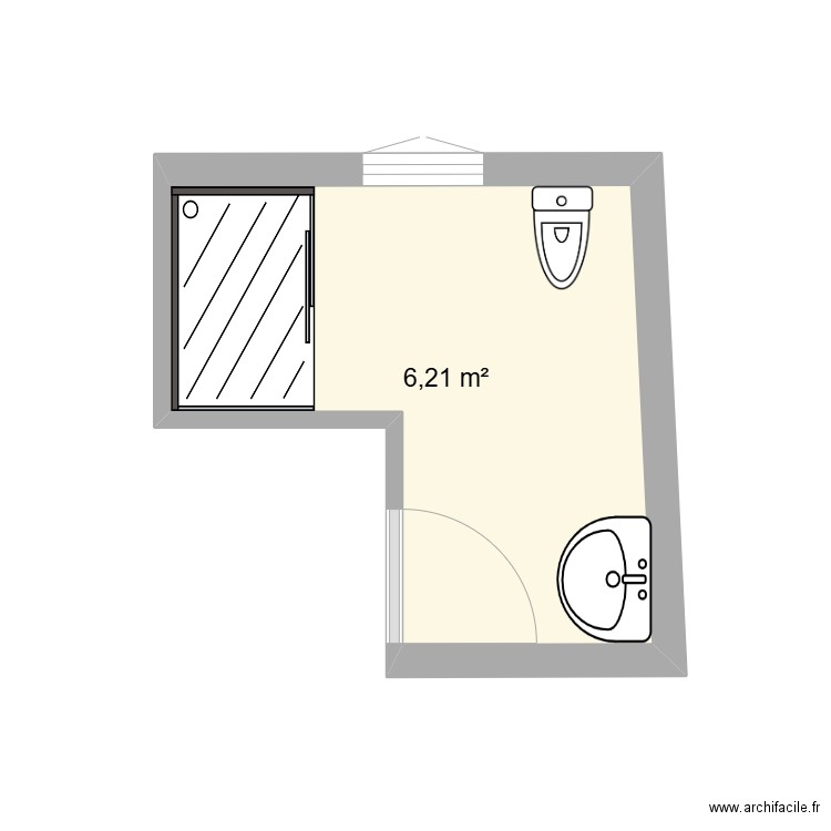 Toillette ifni. Plan de 1 pièce et 6 m2