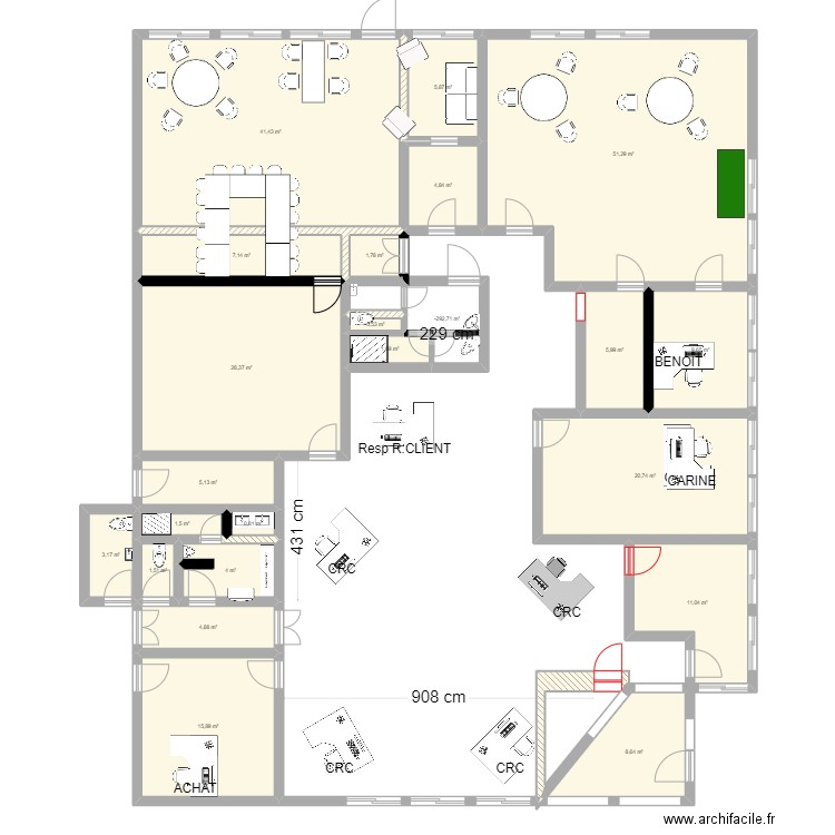 numéro4 travaux 2025. Plan de 23 pièces et 240 m2