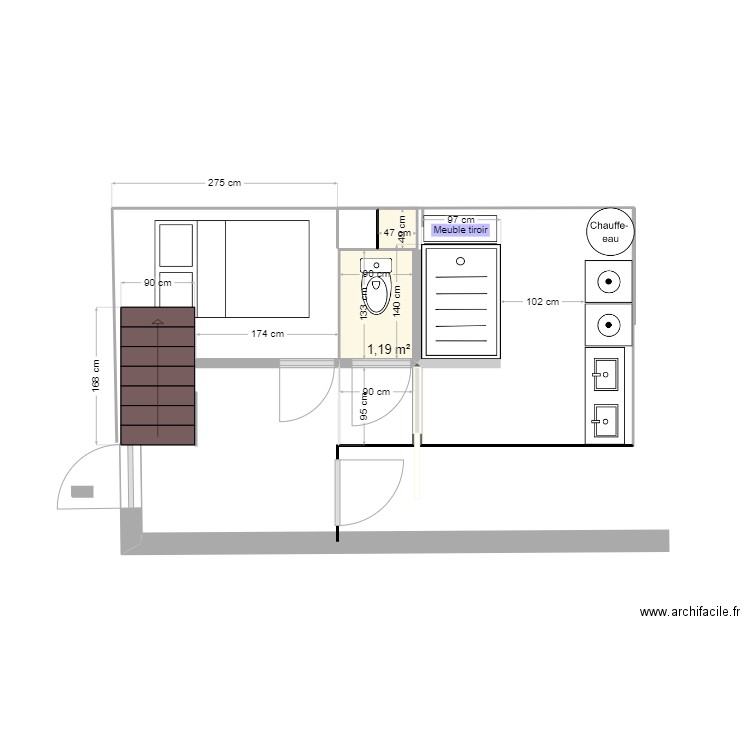 Saint Coulomb espace V2. Plan de 3 pièces et 2 m2