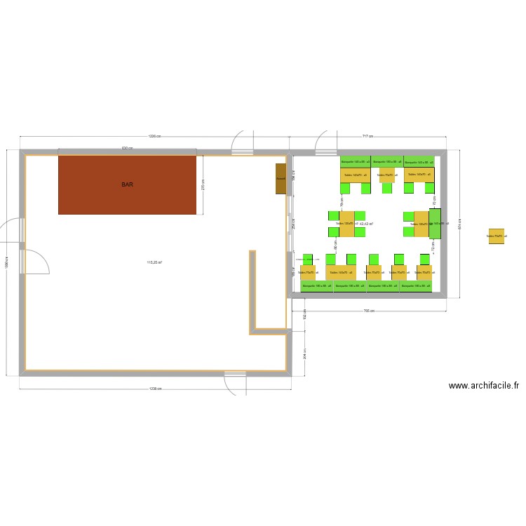 Plan de salle A NOSTE. Plan de 2 pièces et 158 m2