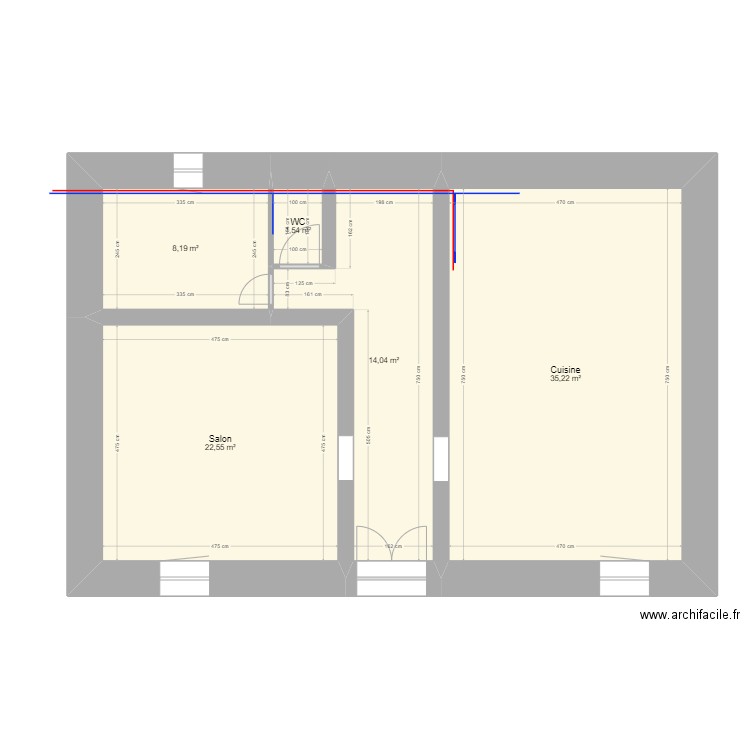 m plomberie rdc. Plan de 5 pièces et 82 m2