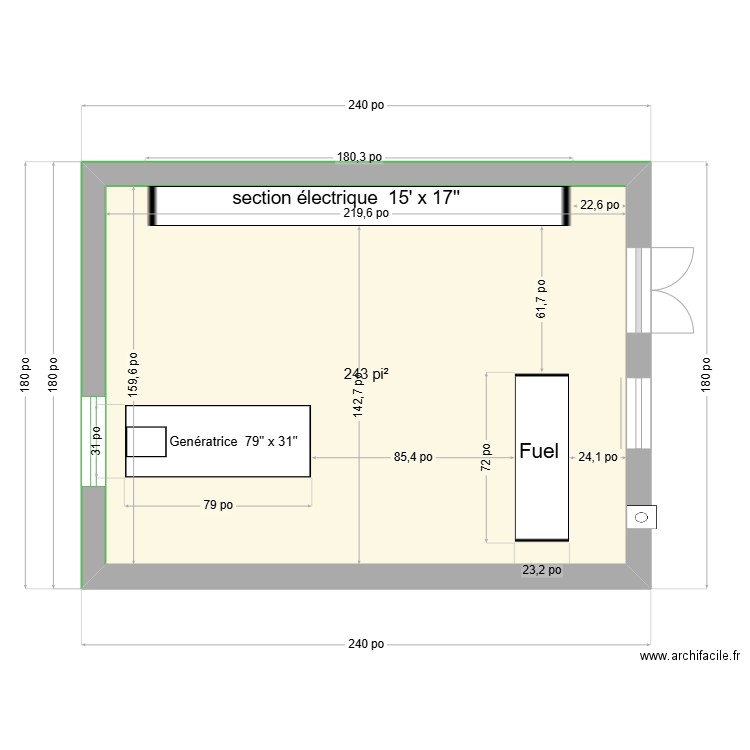 Batiment 20' x 15'  extérieur Gaetan. Plan de 1 pièce et 23 m2