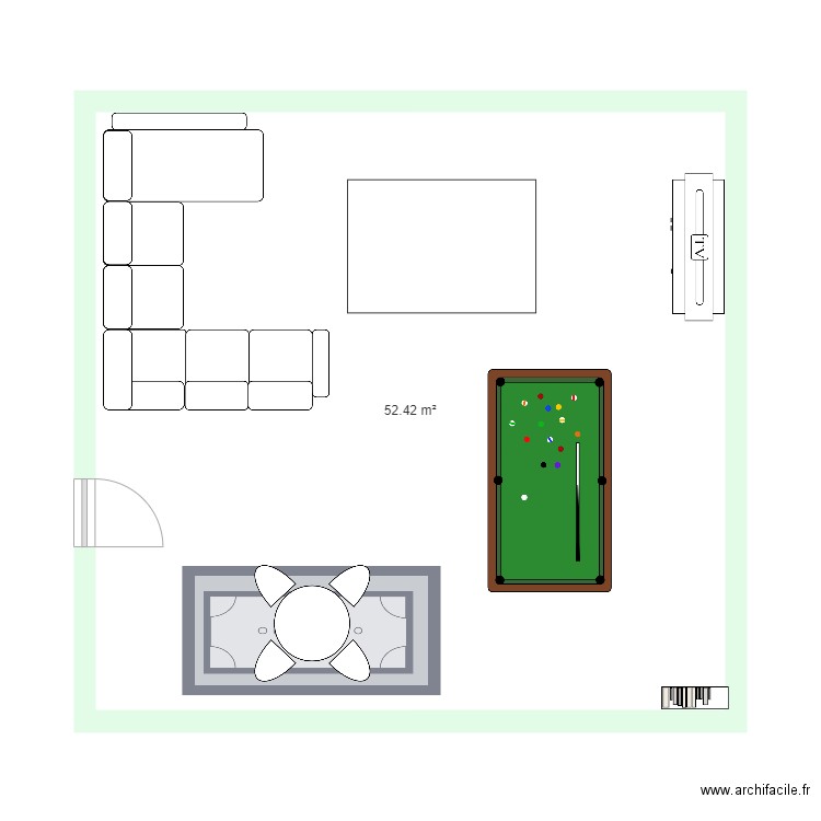 plan gabriel. Plan de 1 pièce et 52 m2