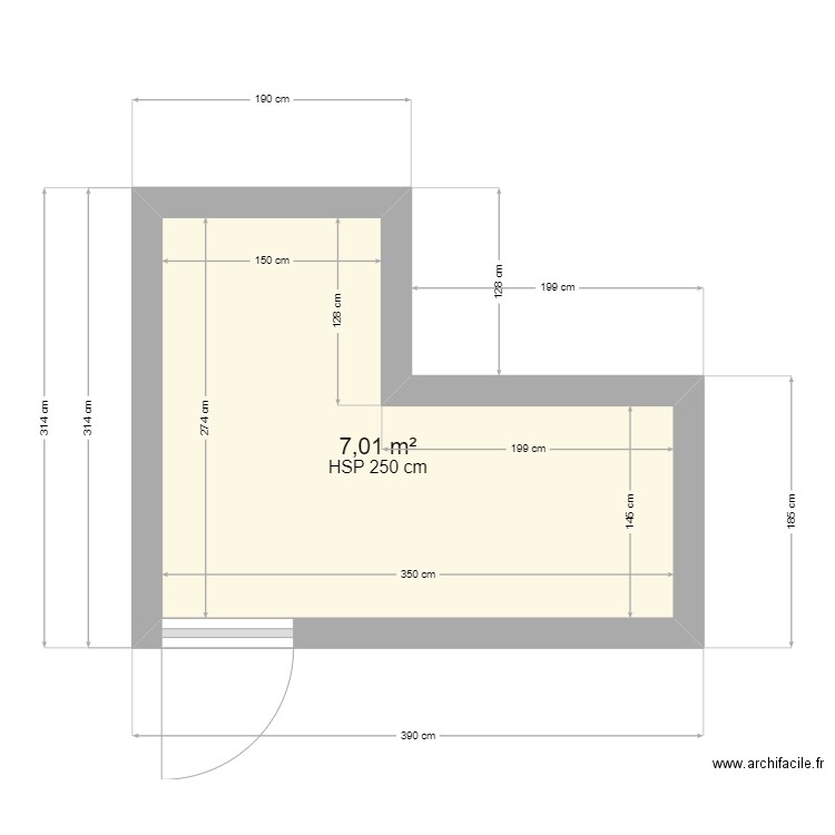 Local Technique 002. Plan de 1 pièce et 7 m2