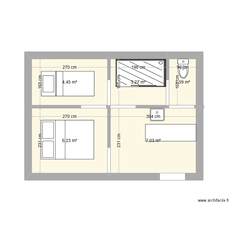 Studio1. Plan de 5 pièces et 23 m2