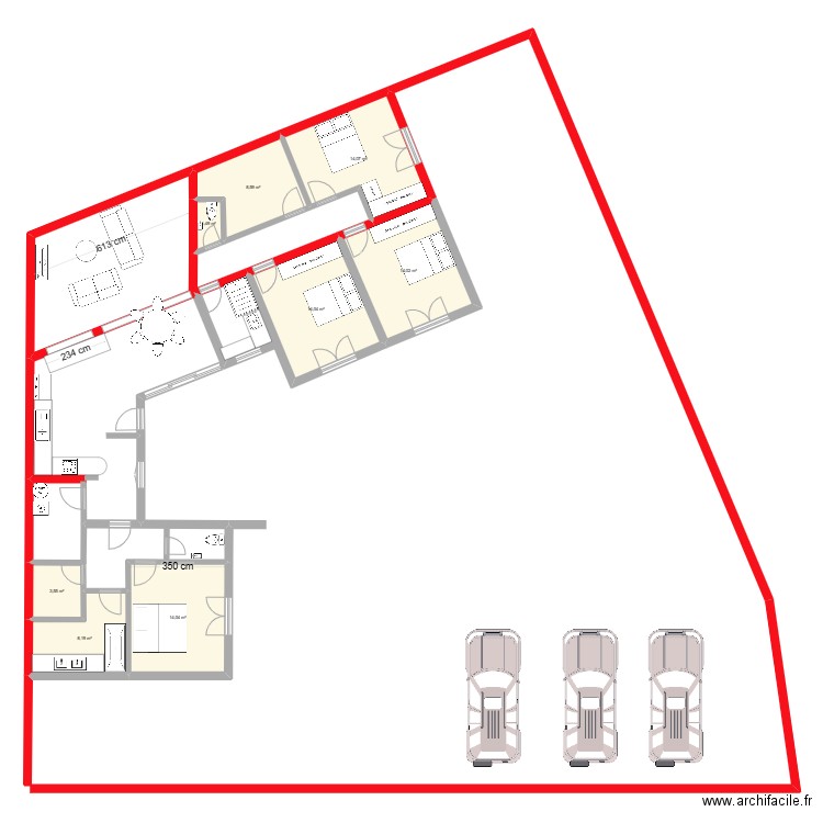 Plan B Mas des Olivettes. Plan de 8 pièces et 78 m2