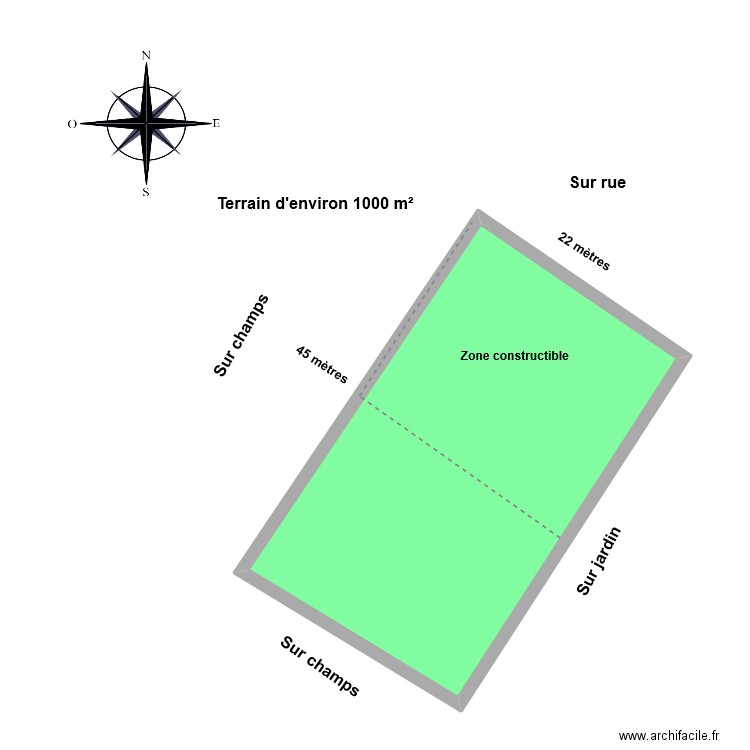 POIREL 1000 m². Plan de 1 pièce et 50 m2