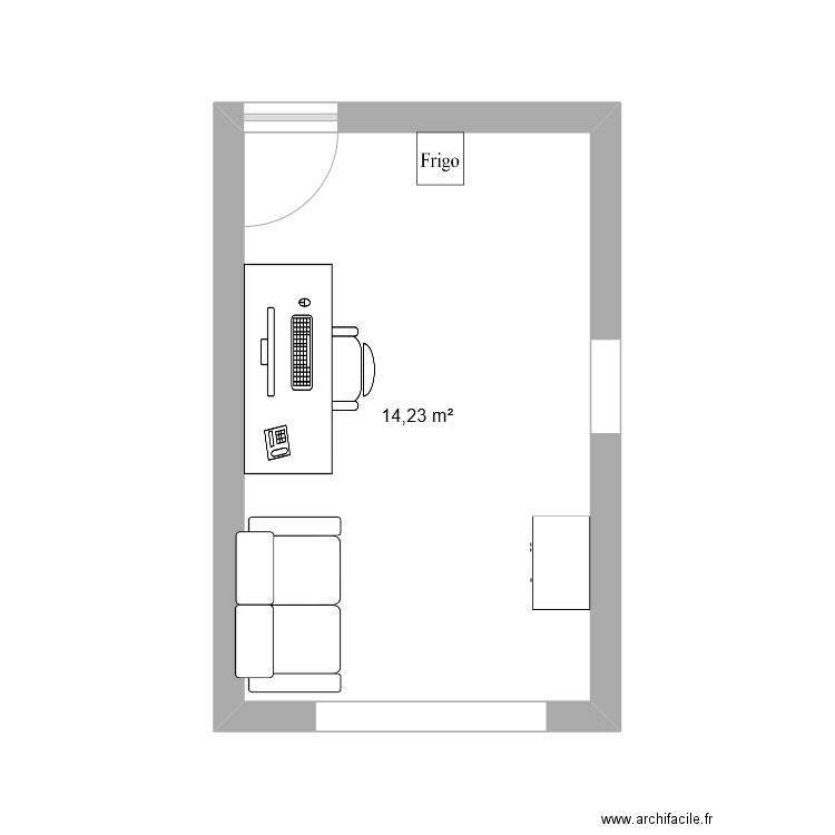 salle de séjour Bastien. Plan de 1 pièce et 14 m2