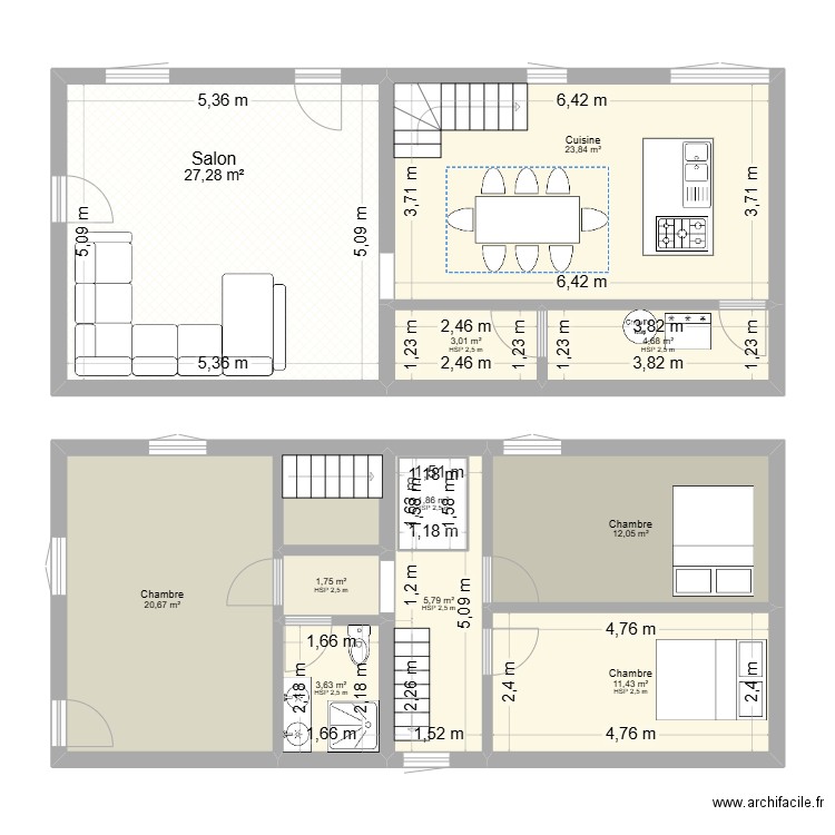 artigues. Plan de 11 pièces et 118 m2