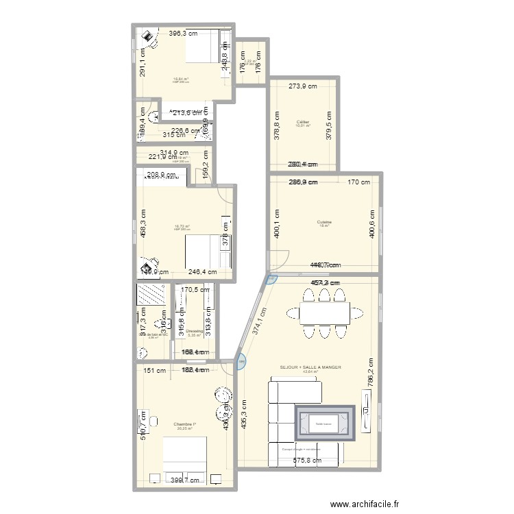 plan 1. Plan de 10 pièces et 140 m2