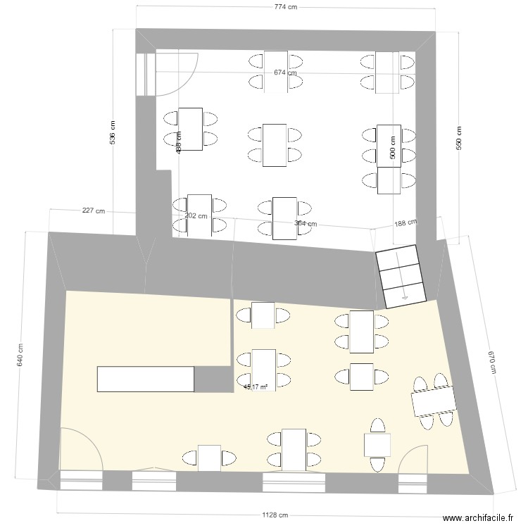 LA Table du berger. Plan de 1 pièce et 45 m2