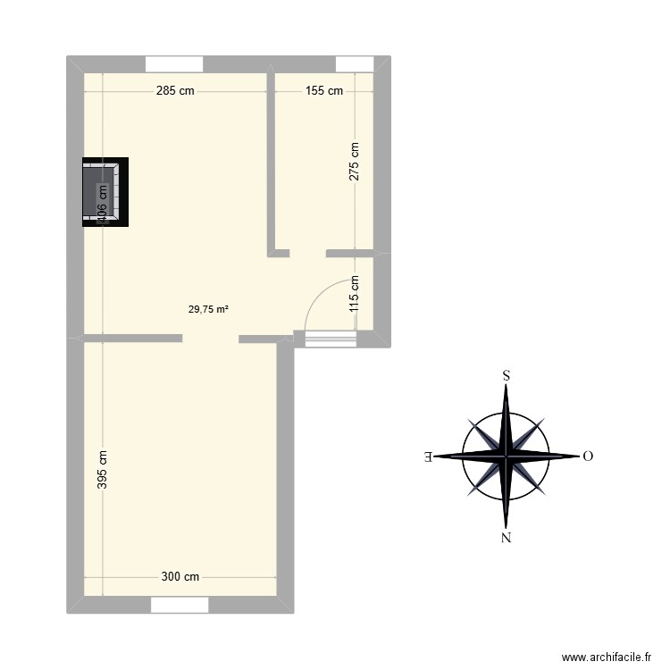 Arnoux. Plan de 1 pièce et 30 m2