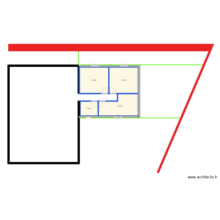 agradissement. Plan de 7 pièces et 34 m2