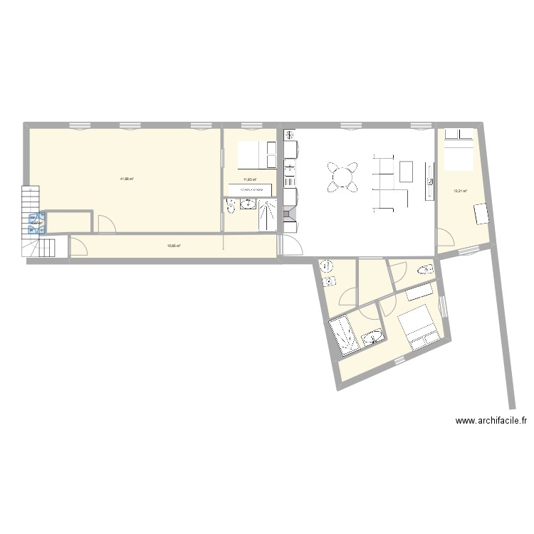 Appartement N1. Plan de 8 pièces et 101 m2