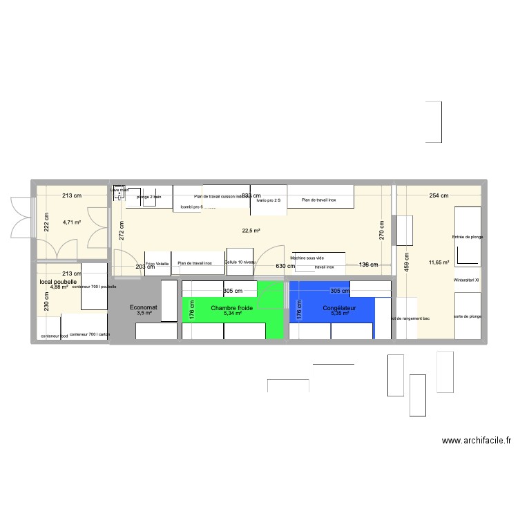 Plan basse Chico s 4 version labo extérieur. Plan de 7 pièces et 58 m2