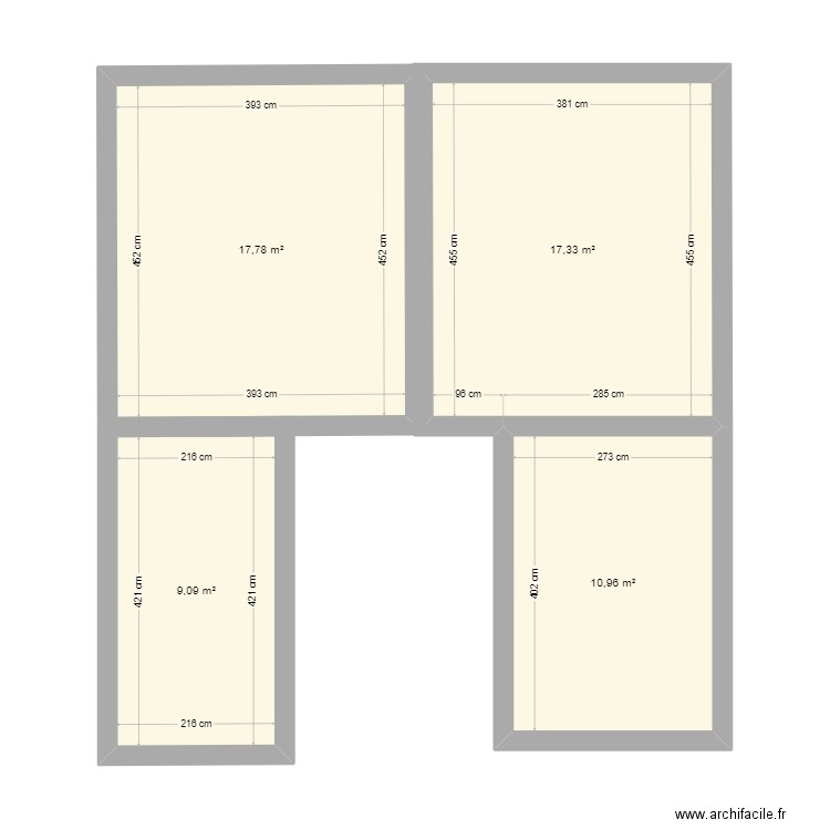 bounin. Plan de 4 pièces et 55 m2