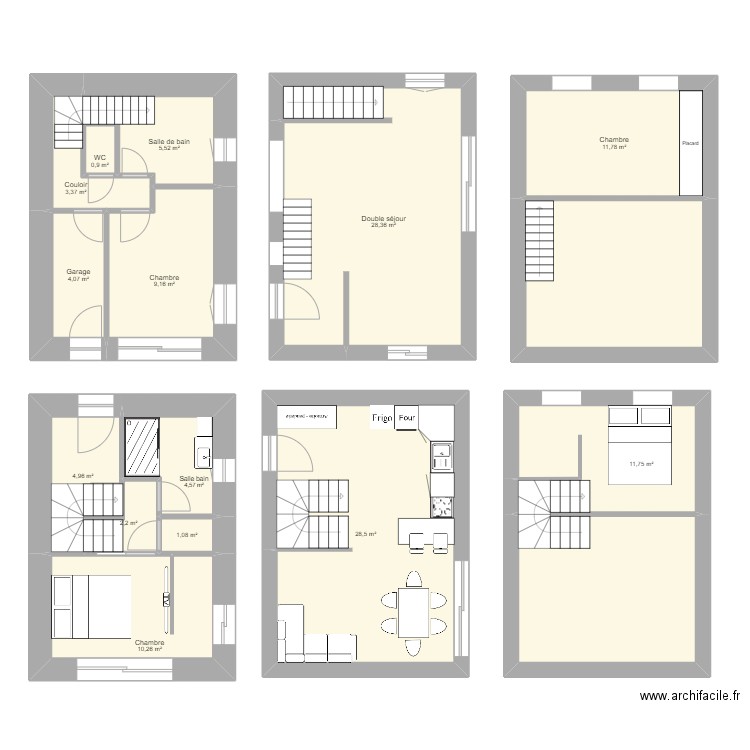 Mazot 4?. Plan de 16 pièces et 159 m2