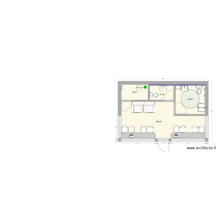 Halte routière V3. Plan de 4 pièces et 29 m2