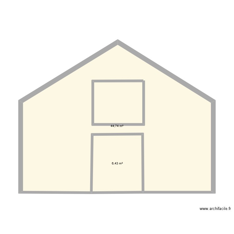 Facade. Plan de 2 pièces et 51 m2