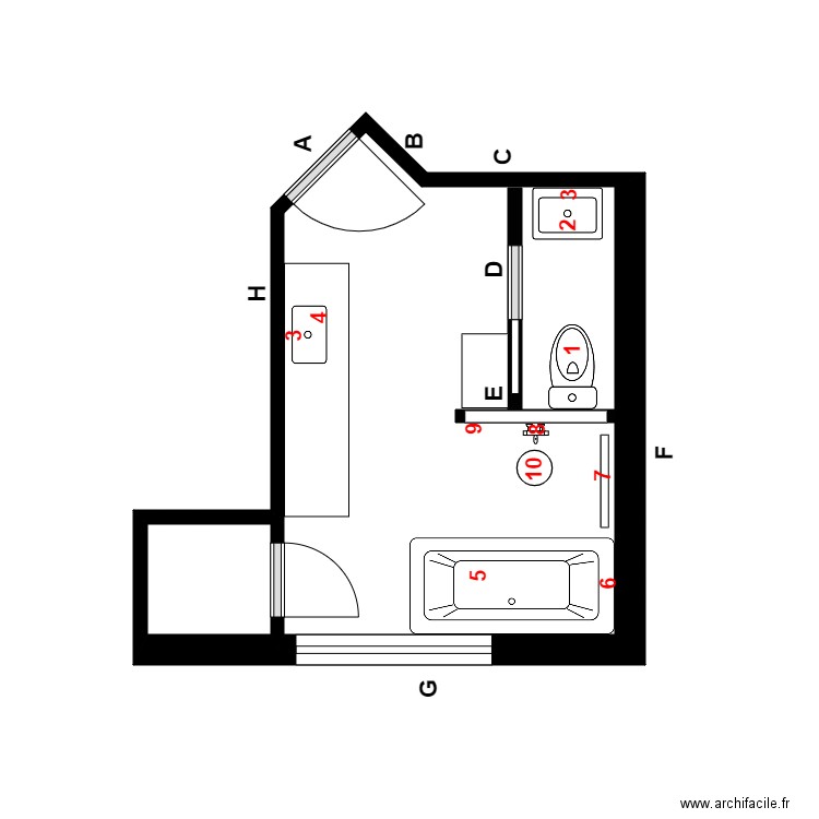 tremblay plomberie. Plan de 2 pièces et 11 m2