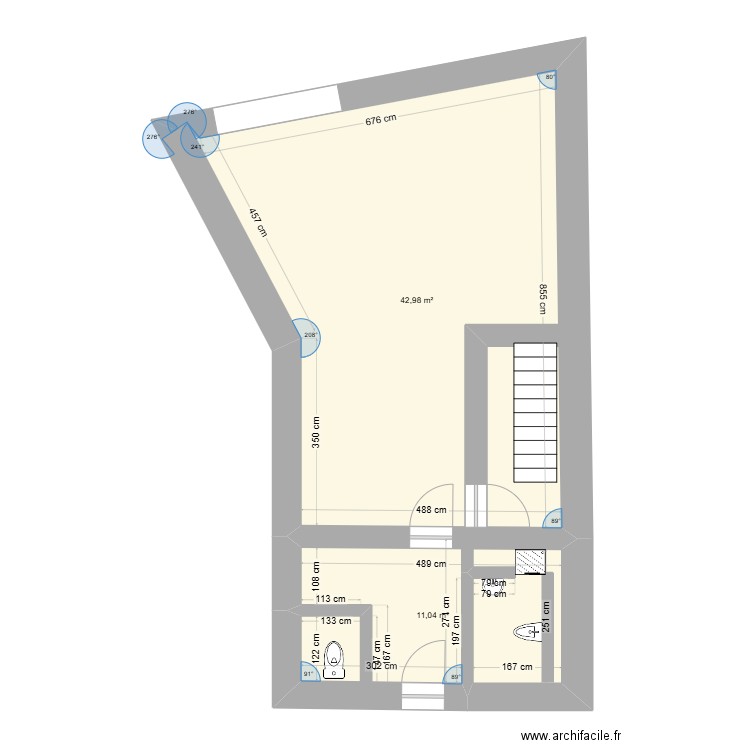 loic deschamps. Plan de 2 pièces et 54 m2