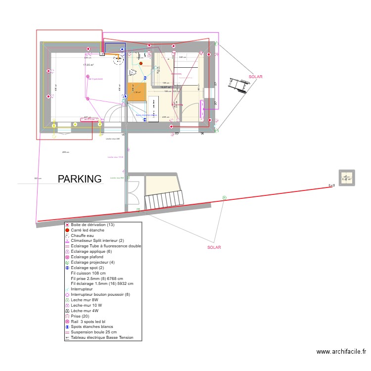 GR MAISON HAUT - ELEC - LAMPES - 01-25. Plan de 4 pièces et 36 m2