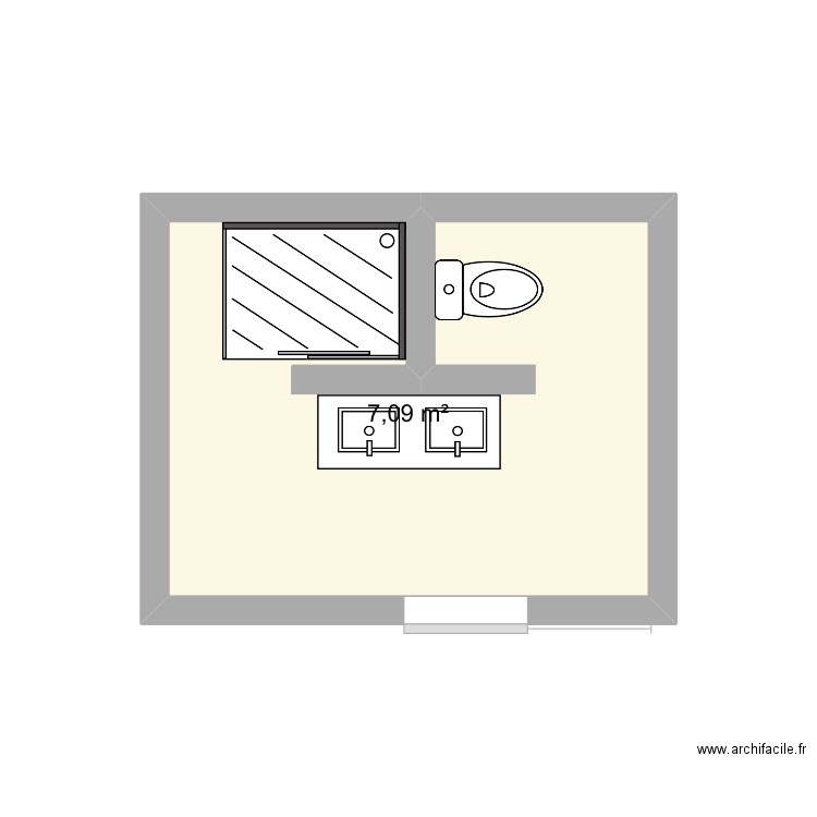 Salle de bain 2. Plan de 1 pièce et 7 m2