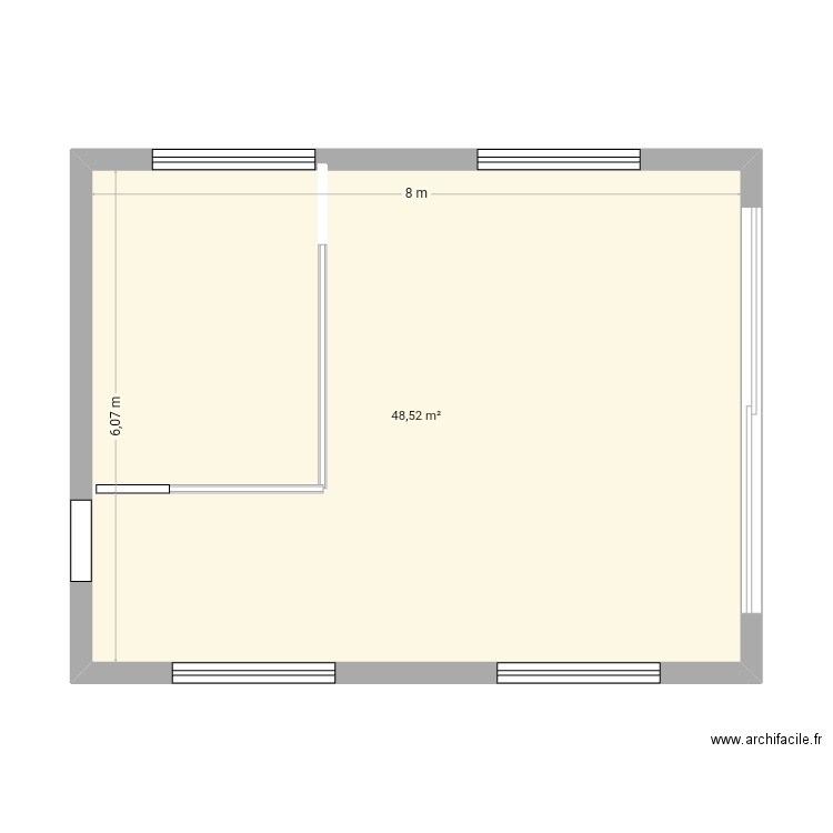 Extension. Plan de 1 pièce et 49 m2