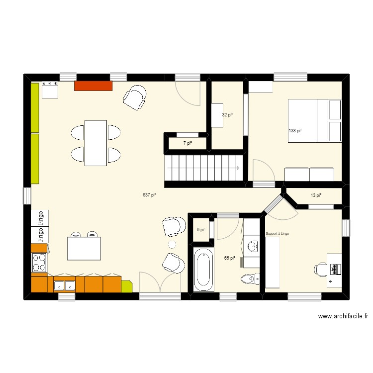 croquis Maison Toon - ORIGINAL. Plan de 7 pièces et 83 m2