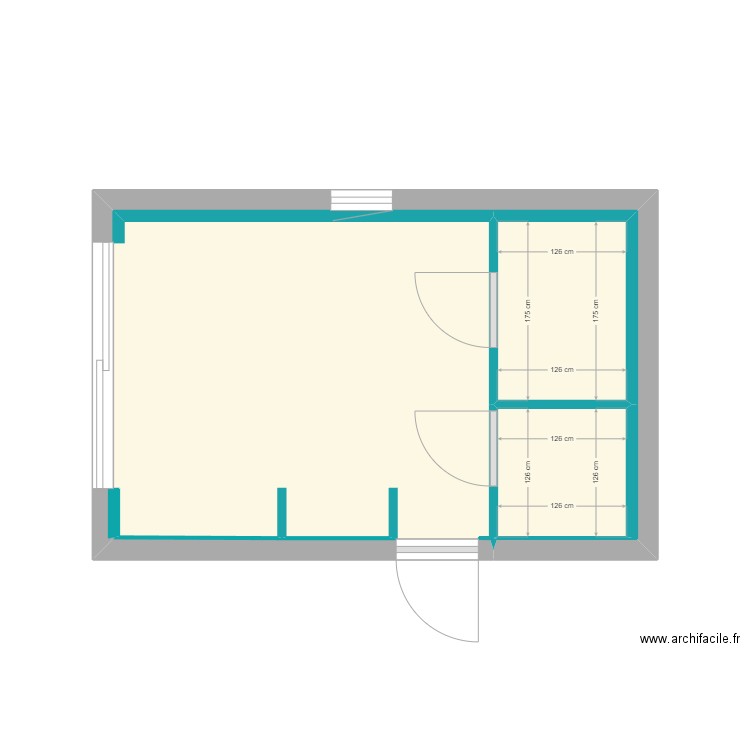 bureau1. Plan de 3 pièces et 15 m2