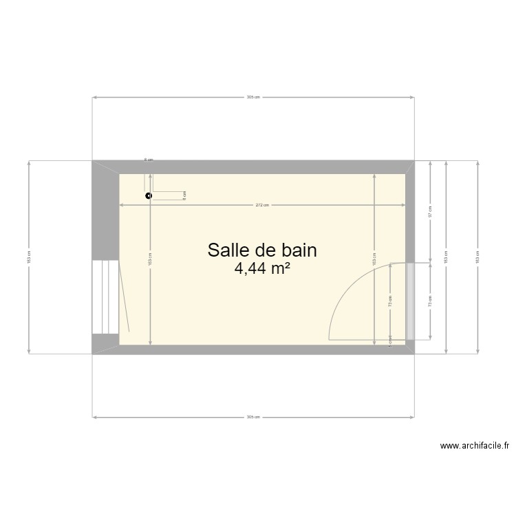 sdb. Plan de 1 pièce et 4 m2