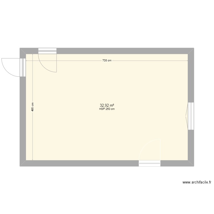 studio s/sol. Plan de 1 pièce et 33 m2