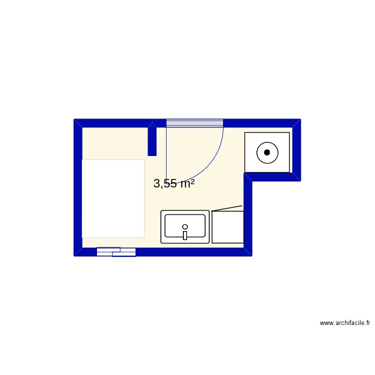 sdbs&n. Plan de 1 pièce et 4 m2