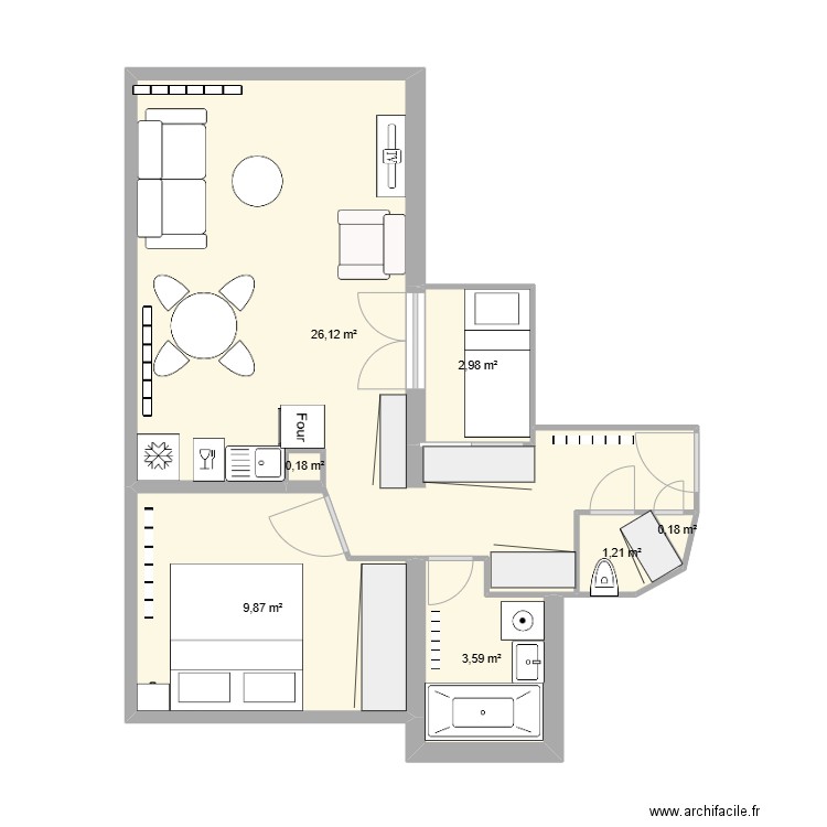 chamrousse c et l. Plan de 7 pièces et 44 m2