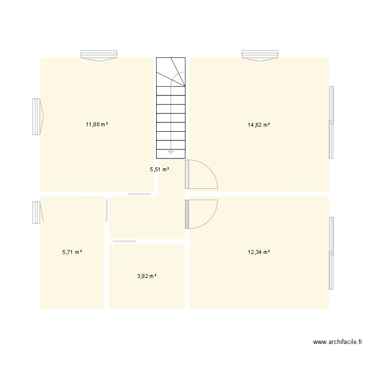 projet A 70m². Plan de 6 pièces et 54 m2