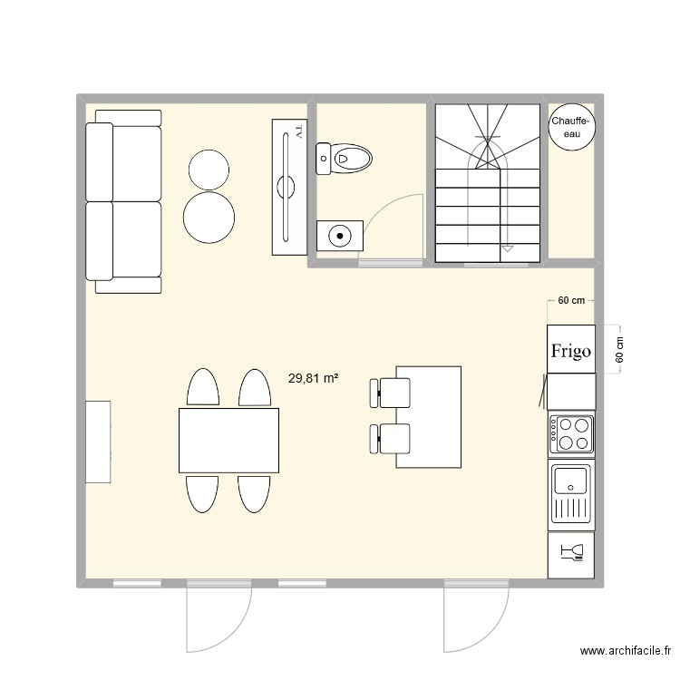 NIVEAU 1 STE FOY. Plan de 4 pièces et 36 m2