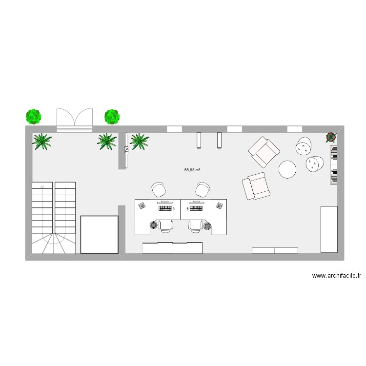 spa de l'or blanc. Plan de 1 pièce et 56 m2