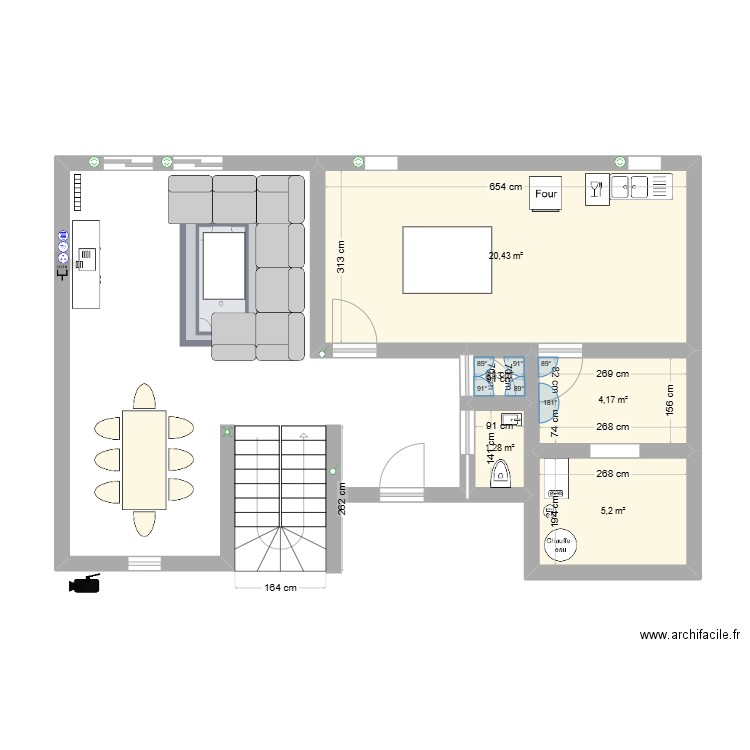 penchard. Plan de 5 pièces et 32 m2