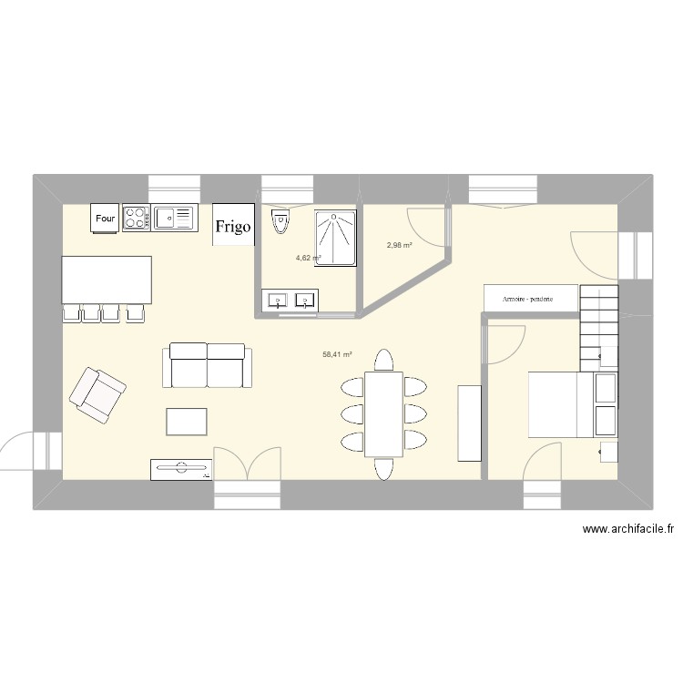 appartement version2. Plan de 3 pièces et 66 m2