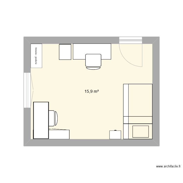 Bureau amenagement bureau angle. Plan de 1 pièce et 16 m2