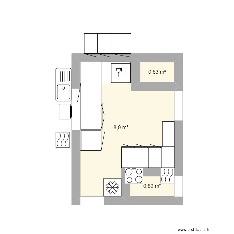 cuisine cauvigny. Plan de 3 pièces et 10 m2