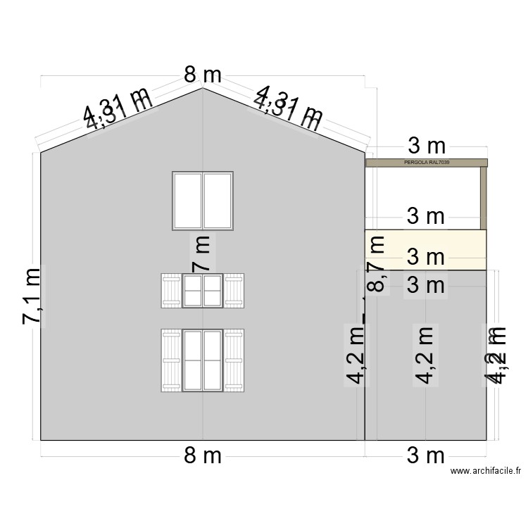 Plan de pignon. Plan de 0 pièce et 0 m2