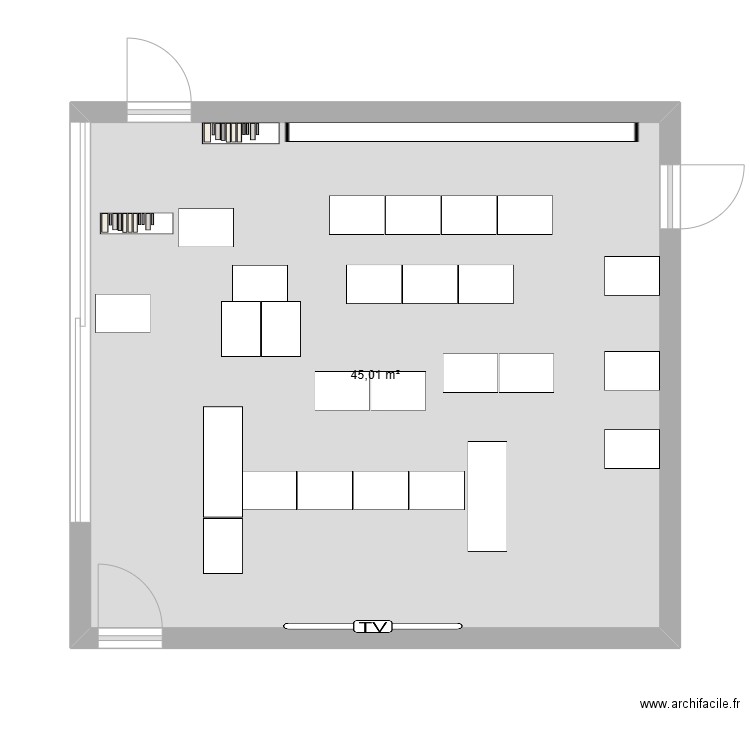 classe actuelle. Plan de 1 pièce et 45 m2